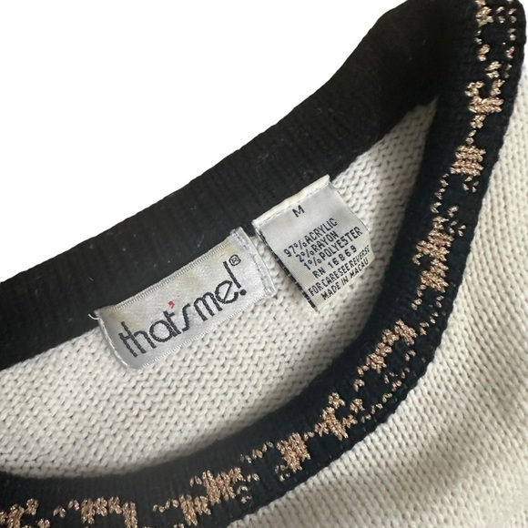 Vintage Sweater Knit Castle Graphic 80s Casual Funky Casual Medieval Size Medium - Picture 6 of 7